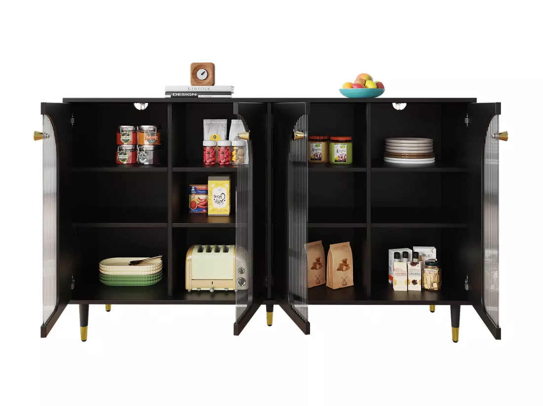 Buffet en MDF, 140cm×h85cm, Noir