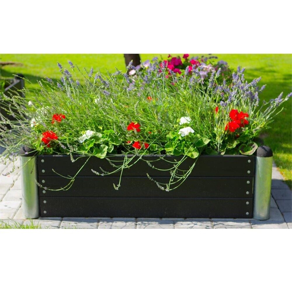 PLANTEKASSE PLUS PIPE SVART 140X80X36 CM