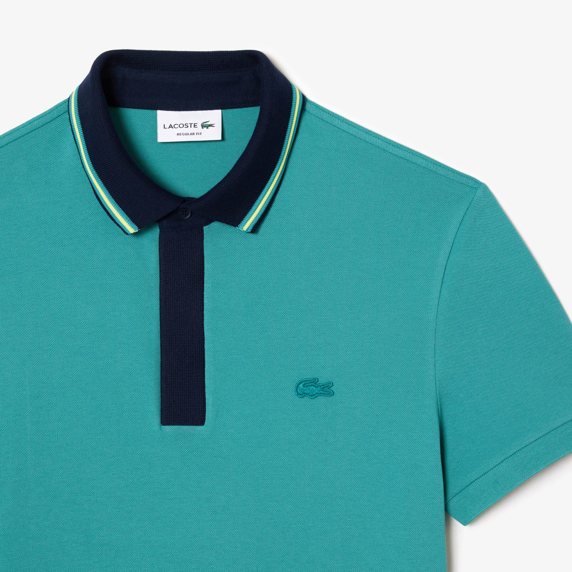 Paris Polohemd mit Kontrast-Kragen Kurze Ärmel - Blau - Lacoste - Herren