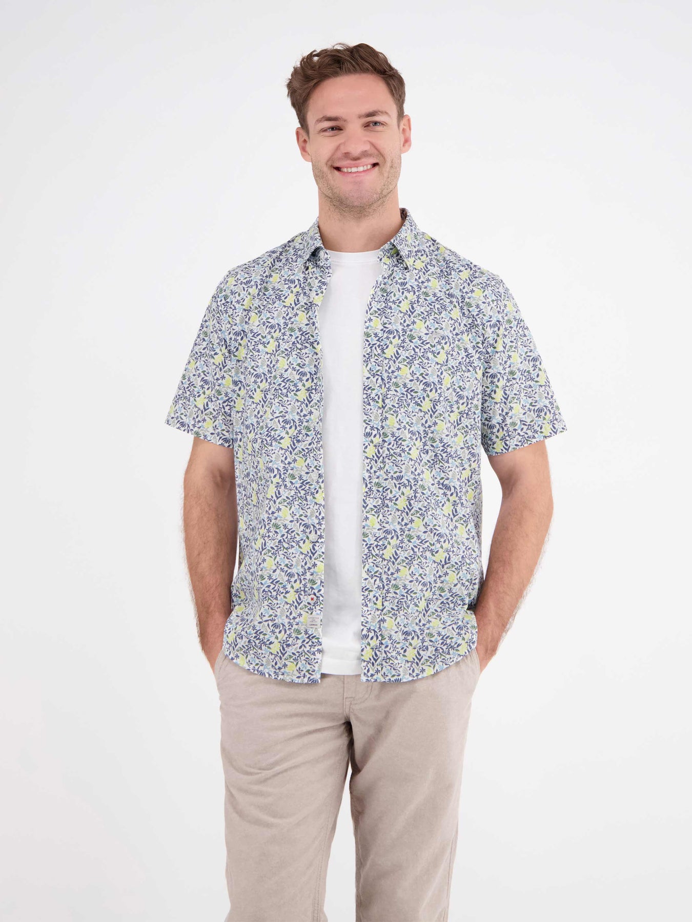 Herren Halbarmhemd, floral bedruckt