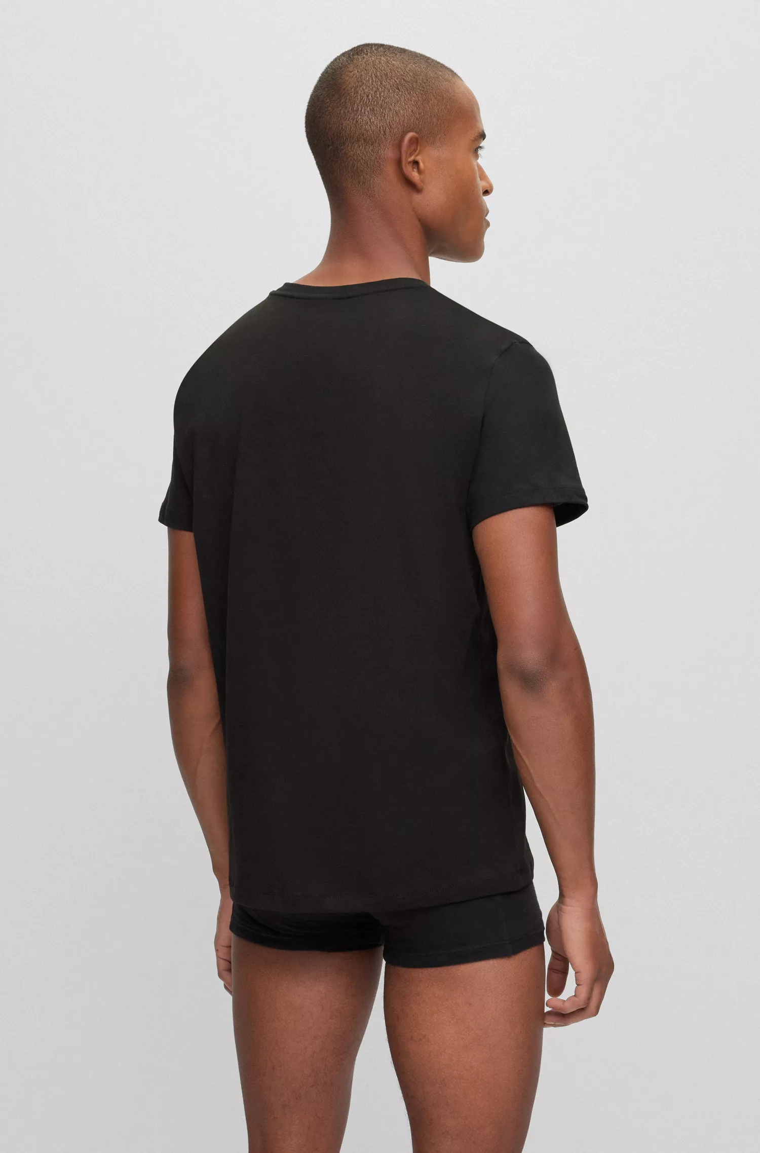 Camiseta de algodão orgânico preta da BOSS com estampa do logotipo
