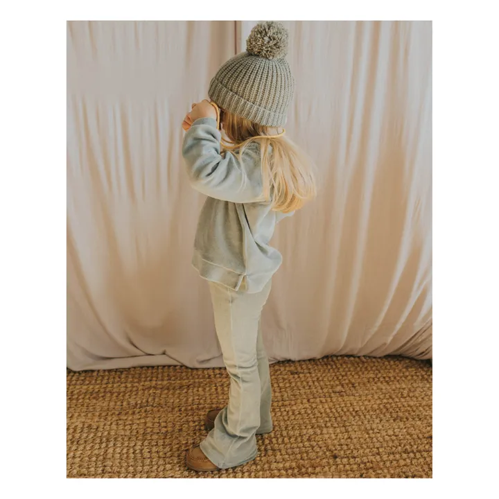 Búho Pantalon Flare Velours | Bleu gris
