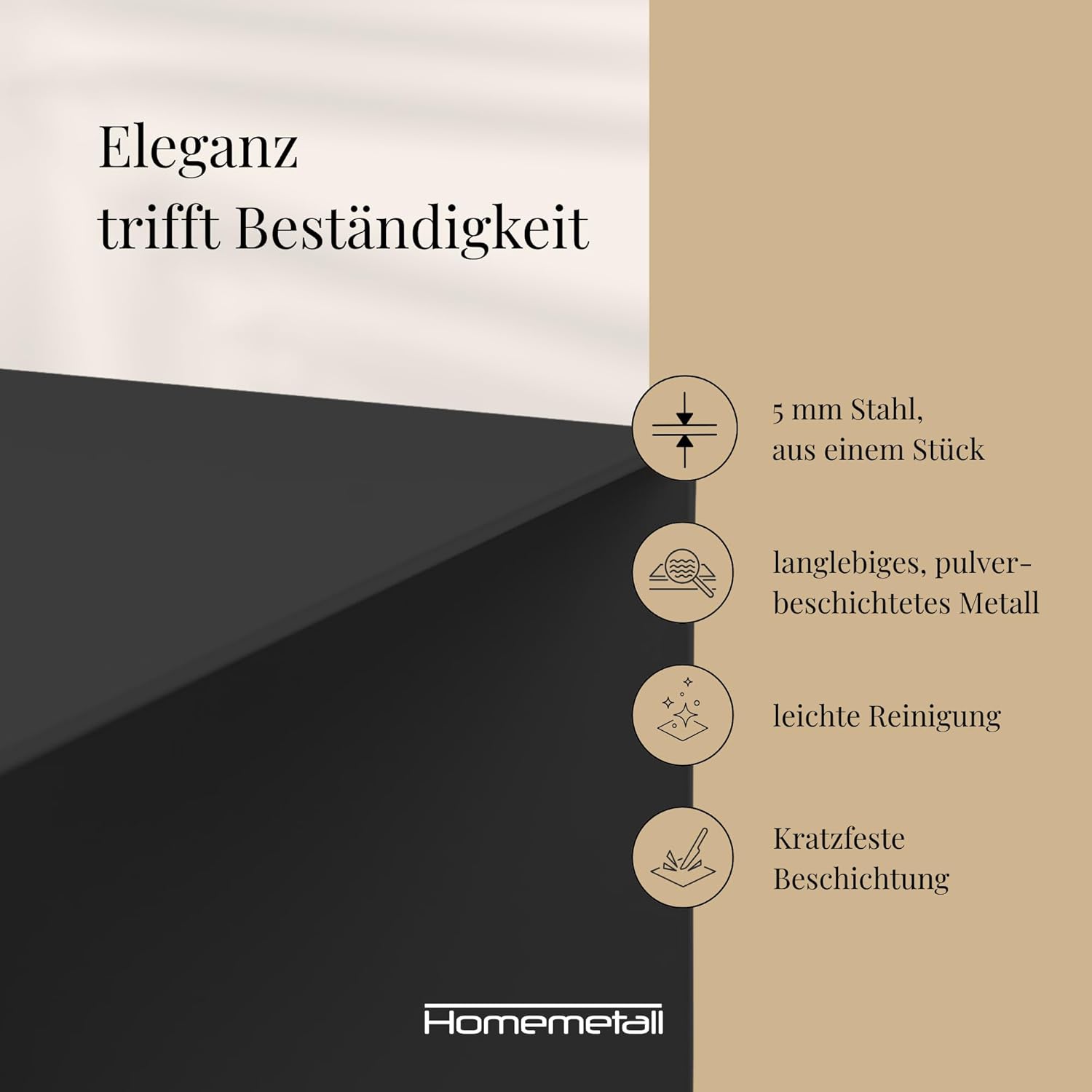Beistelltisch C-Form aus Metall - pulverbeschichteter Couch Beistelltisch in Schwarz - Moderner Abstelltisch für Couch, Sofa, Sessel oder als Nachttisch - Höhe 48 cm