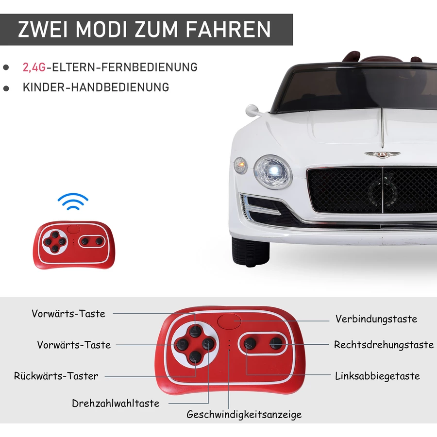 HOMCOM Kinderauto mit Fernbedienung weiß