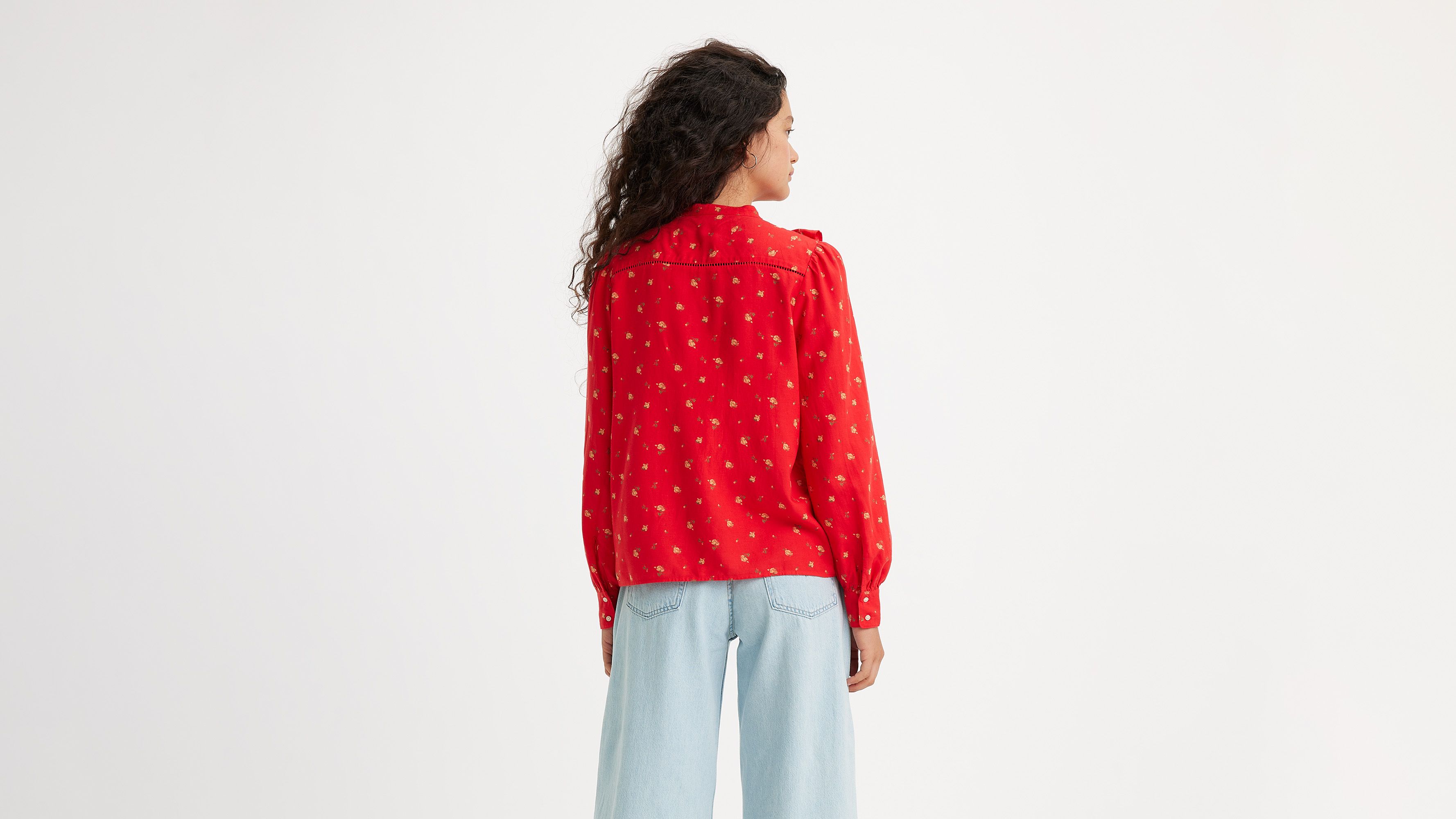 Blouse Carinna - Nina Floral Script Red - Rouge
