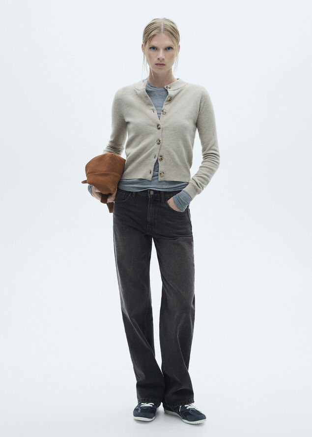 MANGO Miami medium-rise straight-fit jean Open grey