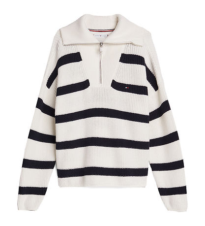 Tommy Hilfiger Bluse - Strick - Halber Reißverschluss - Blue Str