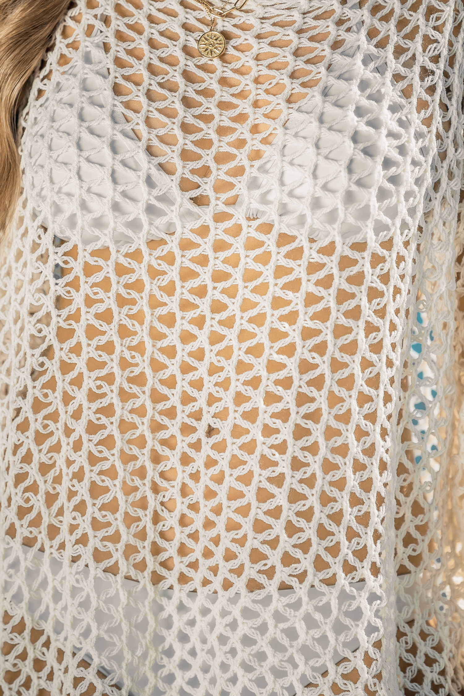 Haut cover up ample à épaules tombantes en crochet