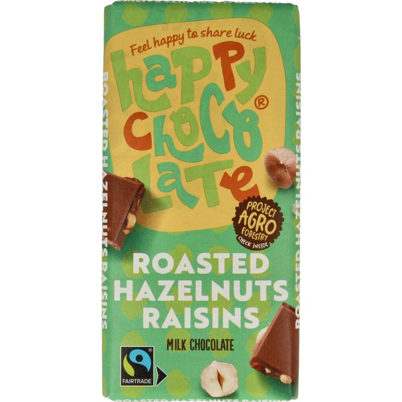 Happy Chocolate Melk Geroosterde Hazelnoot Roz Ijn Bio (100 gr)