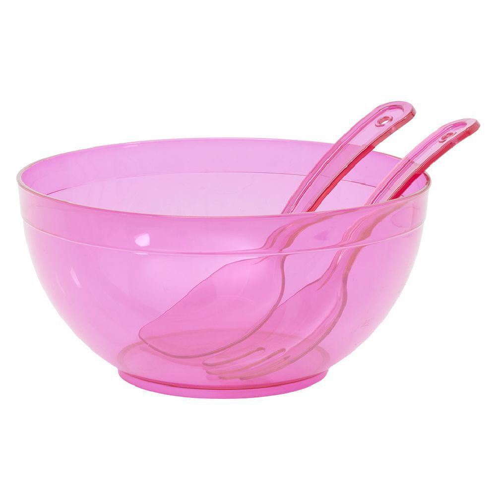 Saladier en plastique coloré avec couverts de service