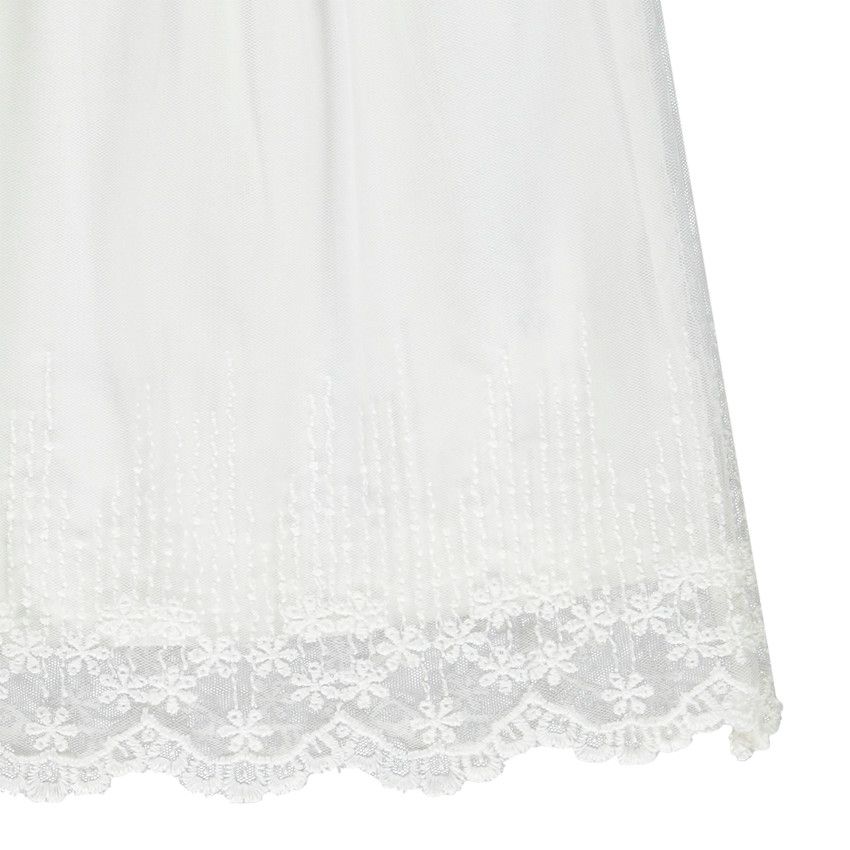 Ensemble 2 pièces tunique brodée + cycliste imprimé pour fille - Ecru