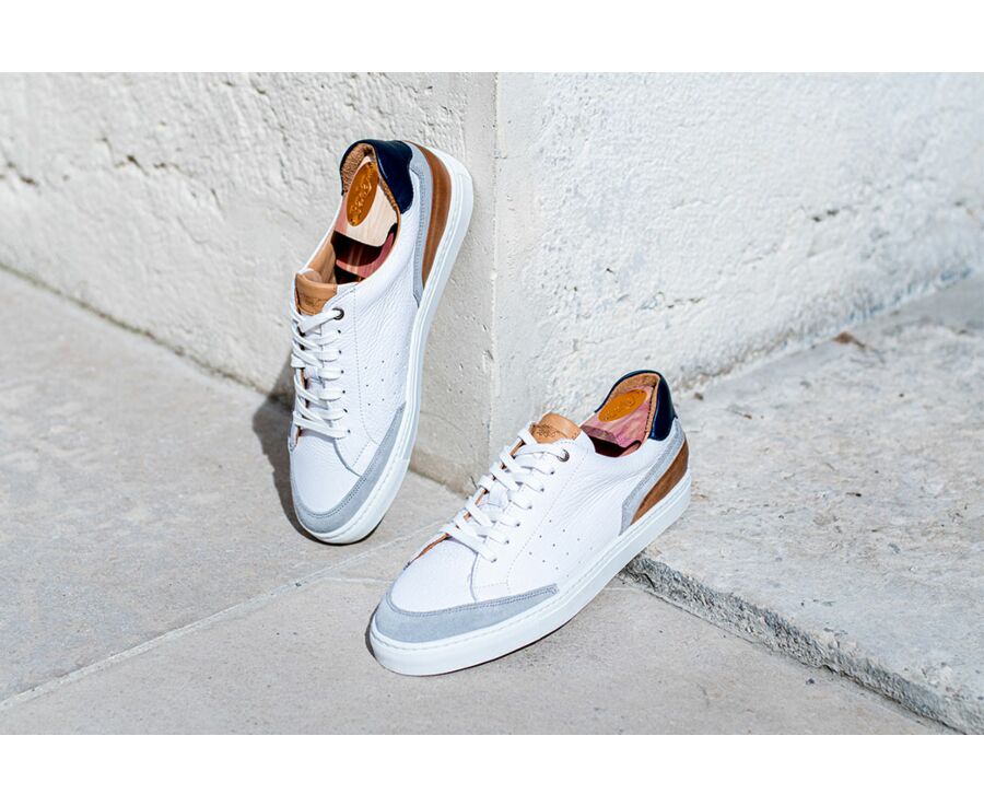 Sneakers homme Cuir Blanc Grainé - BELOKA