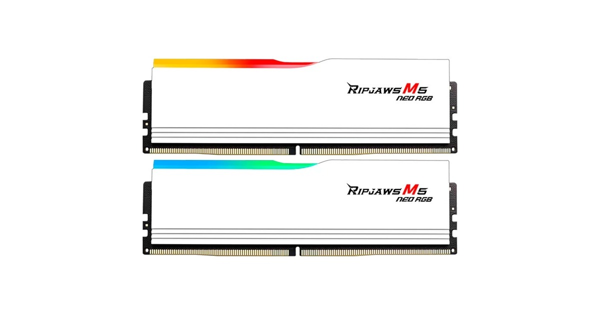 G.Skill32 GB DDR5-6000 kit werkgeheugen  (Wit, F5-6000J2836G16GX2-RM5NRW, Ripjaws M5 Neo RGB, AMD EXPO)