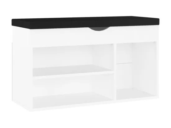 Banc à chaussures avec coussin Blanc 80x30x47 cm Aggloméré