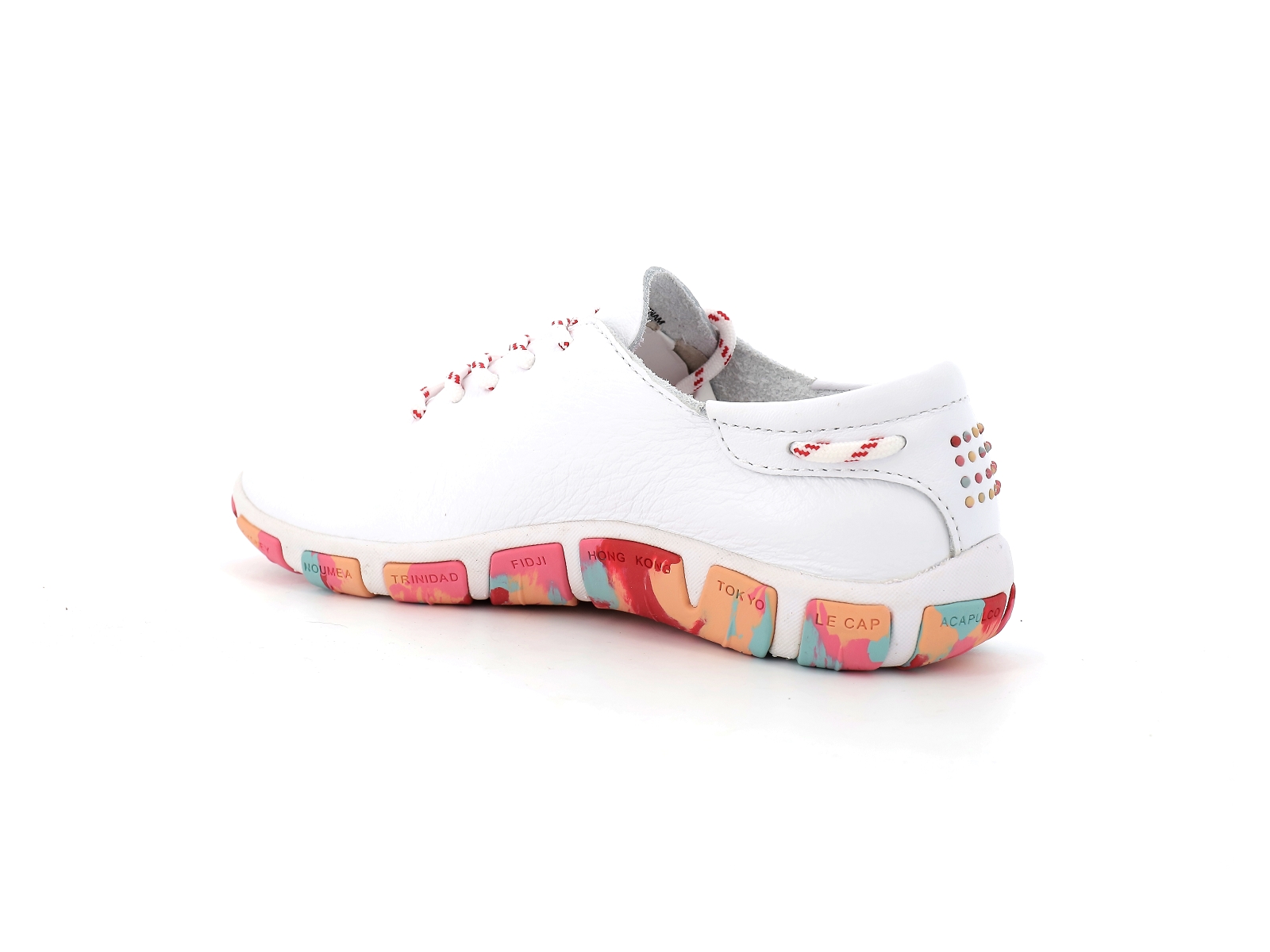 Tbs-JAZARU Cuir Blanc-Fushia