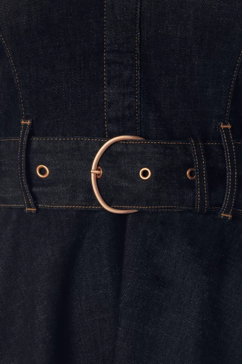 Rock-a-Booty Lulu denim swing jurk in donkerblauw