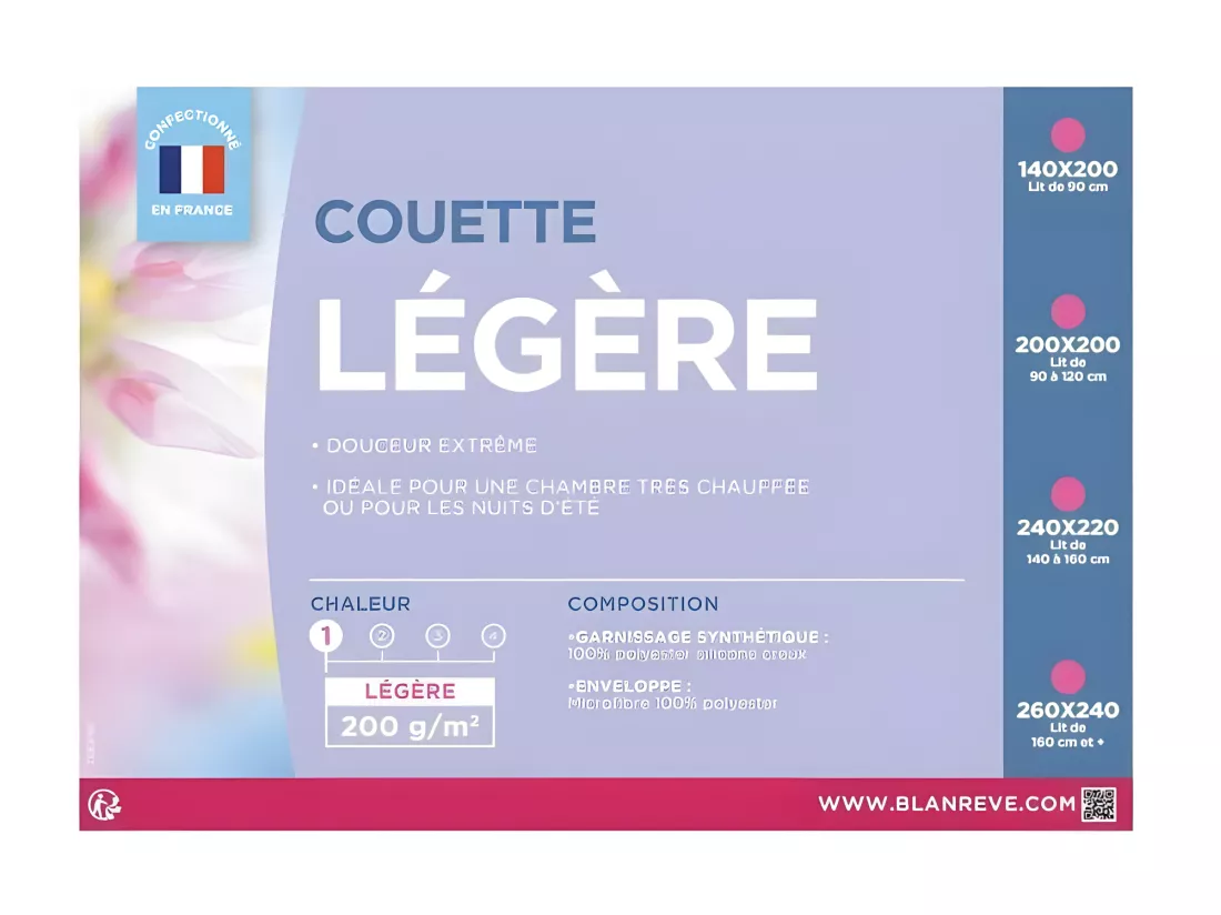 BLANREVE Couette legere en microfibre - 240 x 260 cm - Blanc