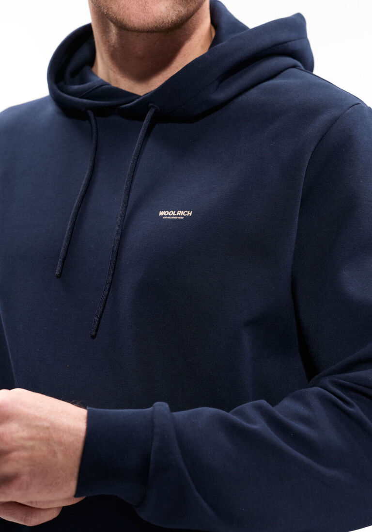 donkerblauwe woolrich trui logo interlock hoodie