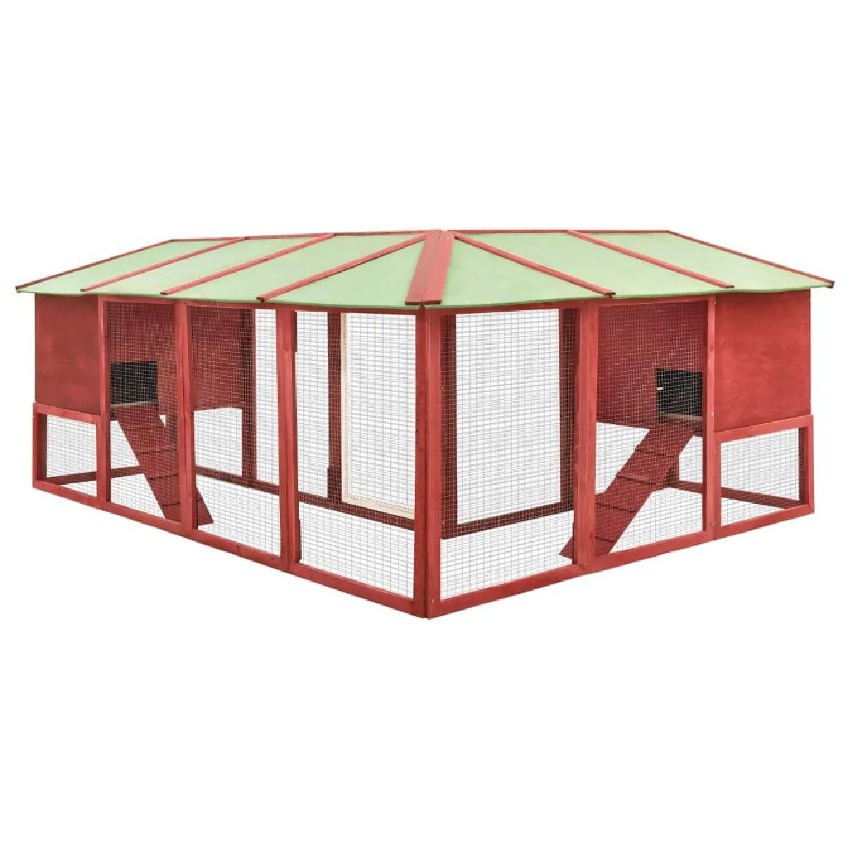 Helloshop26 Clapier avec piste 250 x 192 x 105 cm Rouge et Blanc