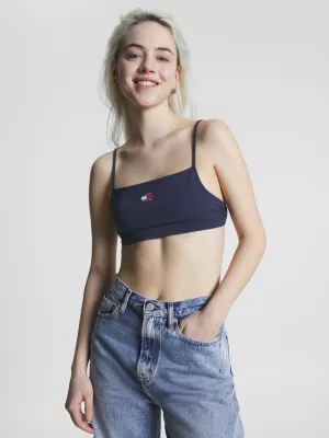 Top cropped ultra com amarração nas costas e distintivo