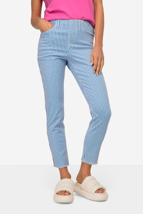 3/4-Streifenhose, Jeggings, 4-Pocket, Elastikbund, mit recycelten Materialien