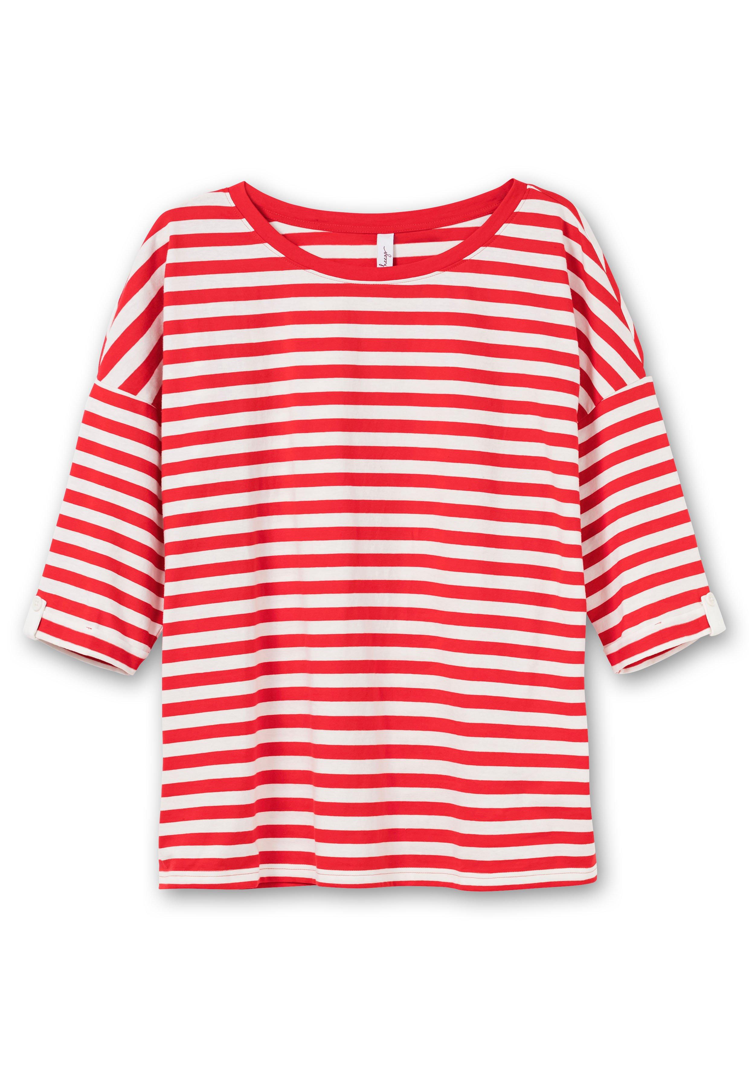Ringelshirt mit überschnittenen Schultern, 3/4-Arm
