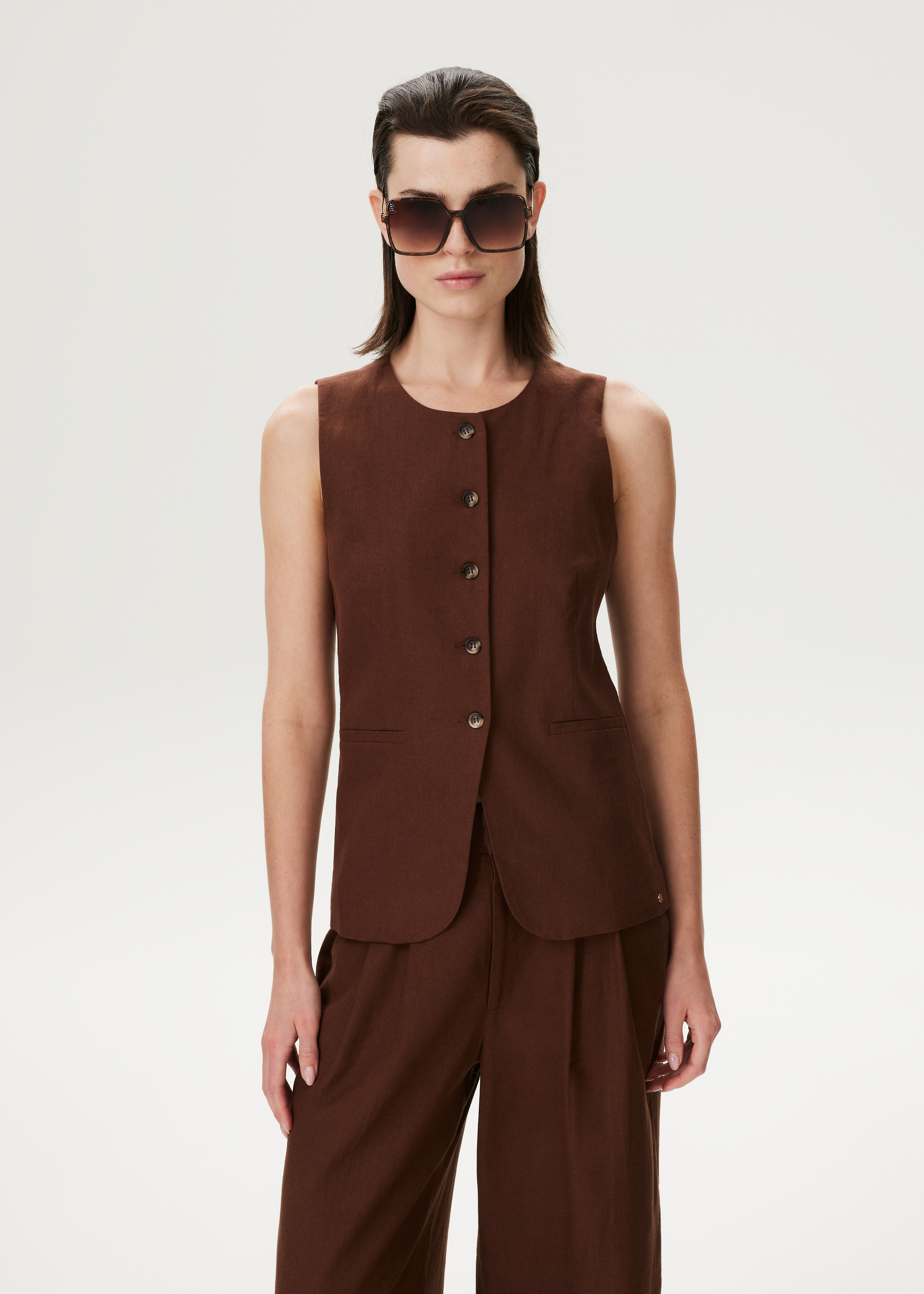 Gilet van linnenmix