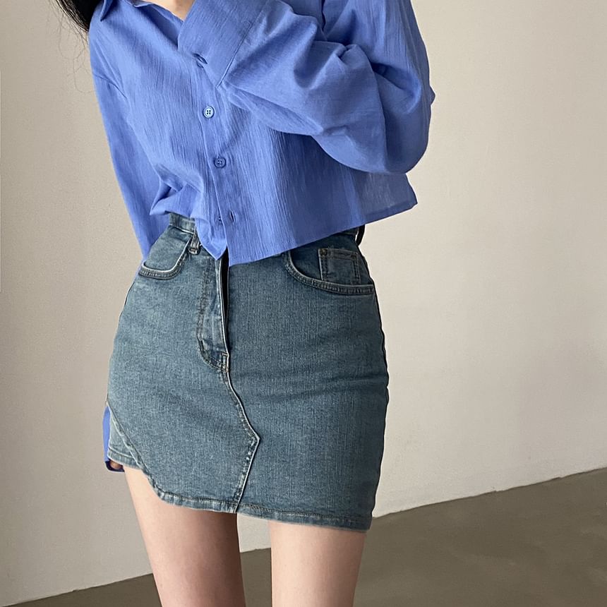 Angel Love - Effen crop top met lange mouwen
