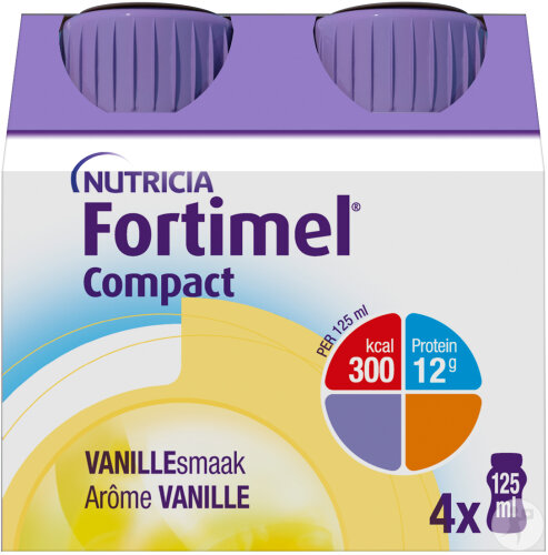 Fortimel Compact Arôme Vanille Complément Nutritionnel Dénutrition Bouteilles 4x125ml