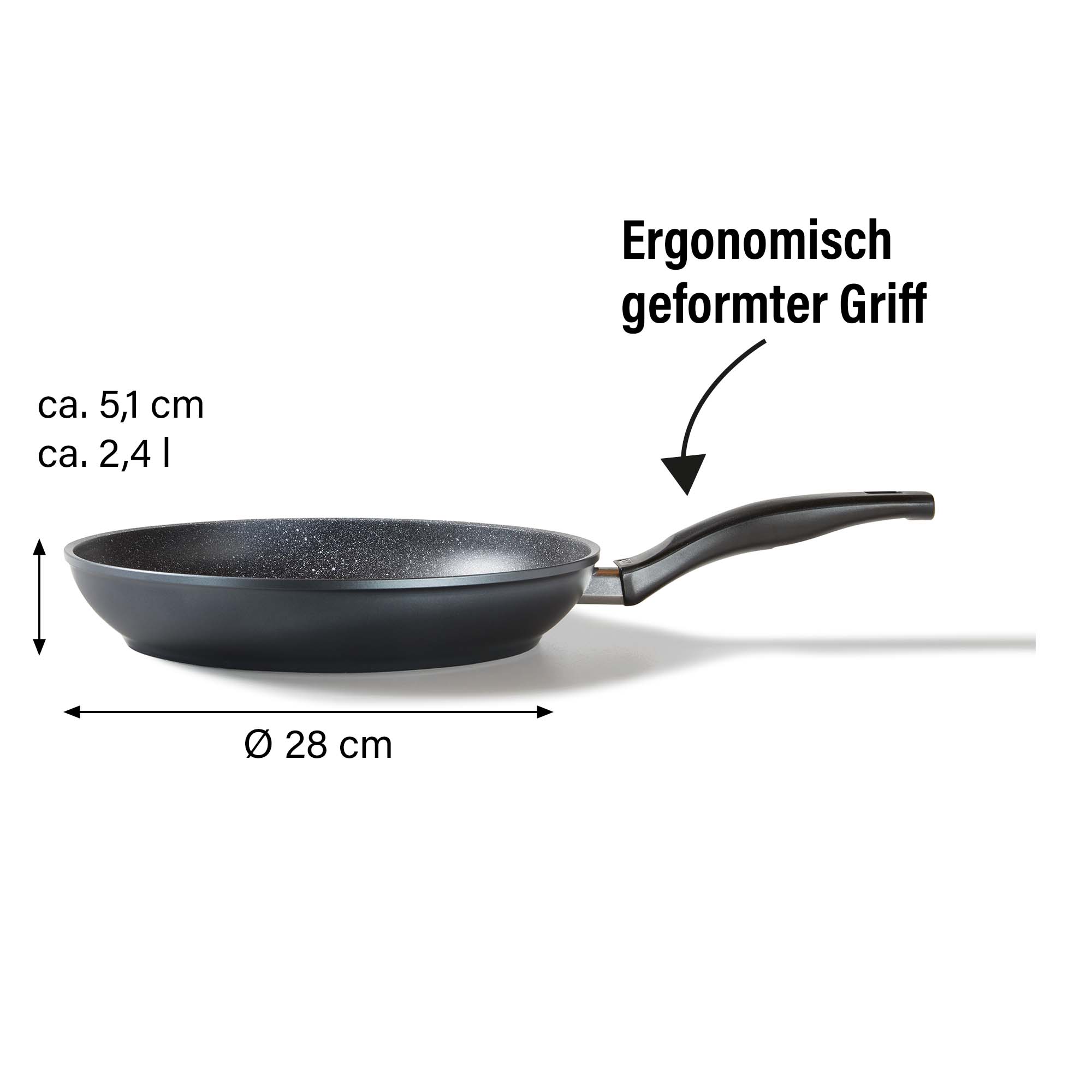 STONELINE® Bratpfanne 28 cm, Made in Germany, Induktion, antihaftbeschichtete Pfanne