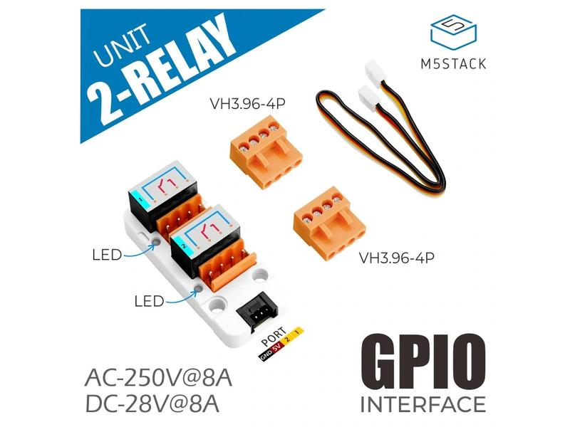 M5Stack Relais Modul 2-Kanal SPST Relais Modul mit 2x 8A Relais