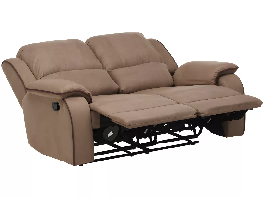 Canapés 3 places 2 places et un fauteuil relax en microfibre HERNANI - Taupe