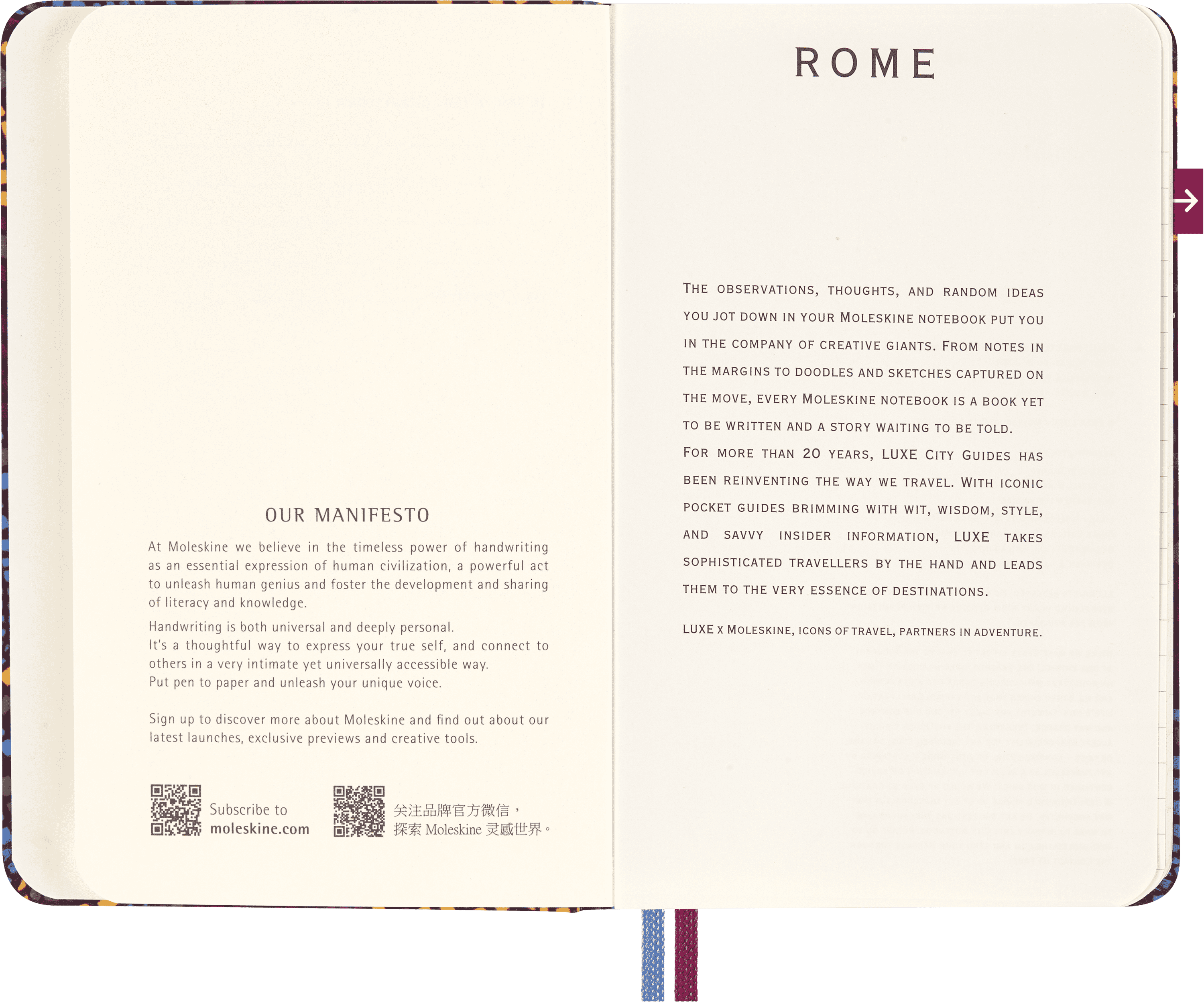 Rome Travel Guide LUXE x Moleskine Rome City Notebook, Hard Cover