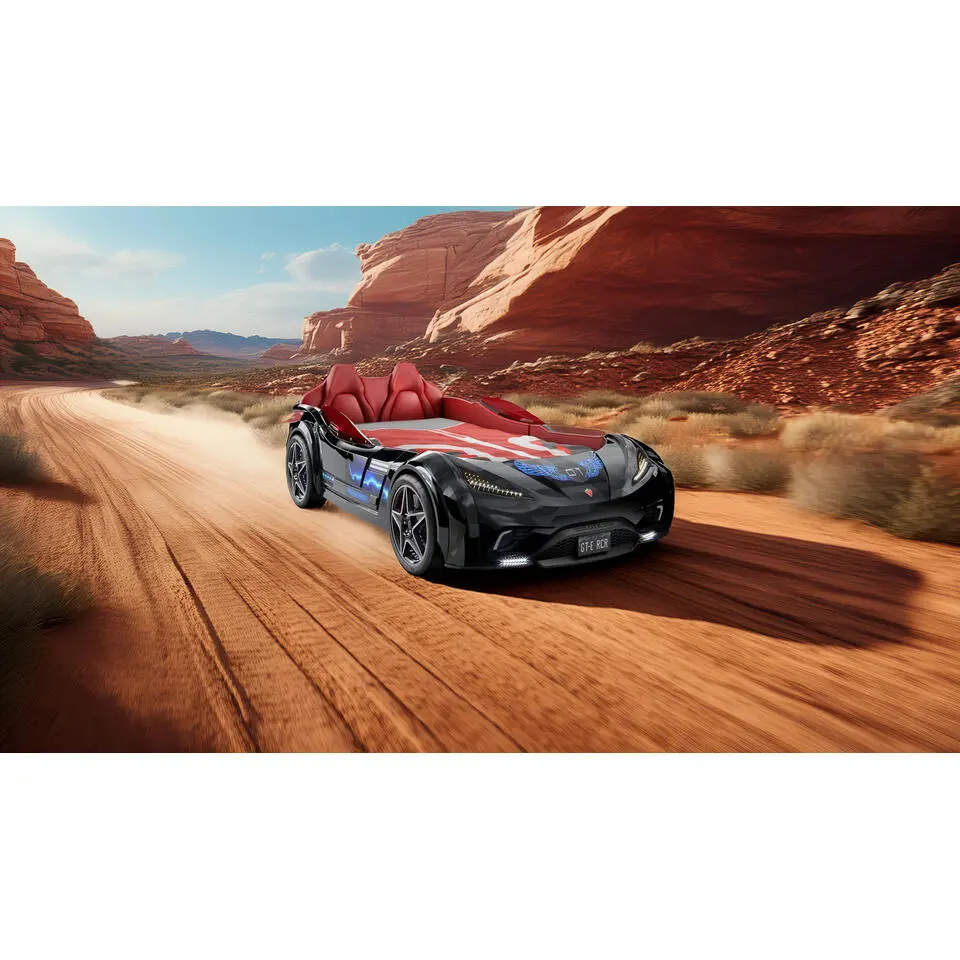 Autobed - GTE Racer - Racebed - Met licht en geluid - 220x127x80 cm - Zwart