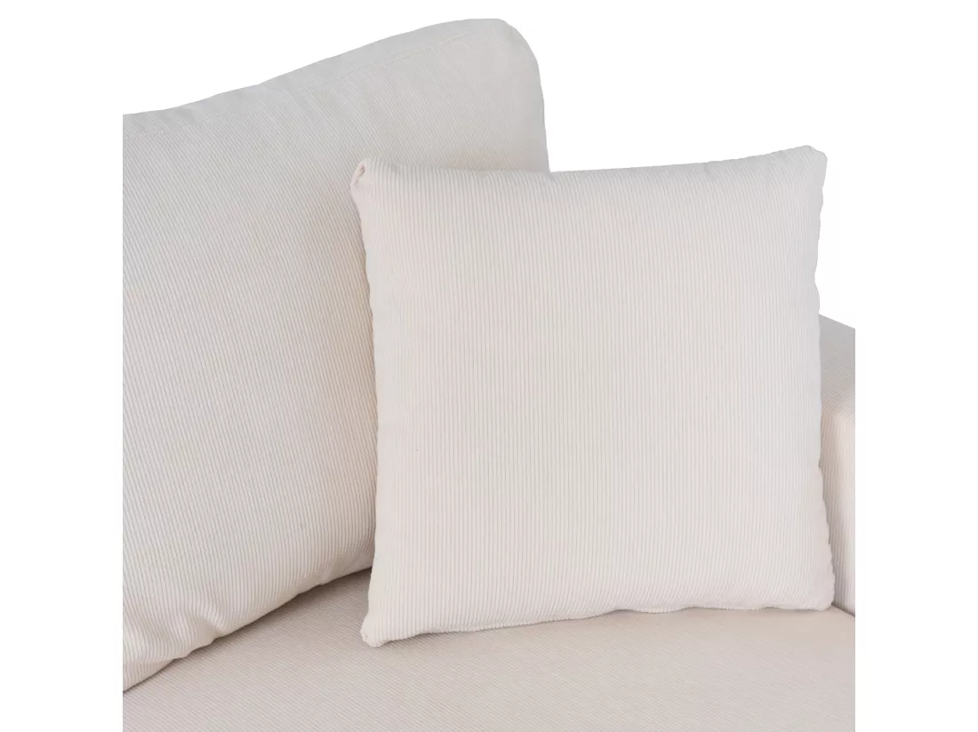 Canapé d'angle convertible CLARK 3 places en velours côtelé beige - HAPPY GARDEN