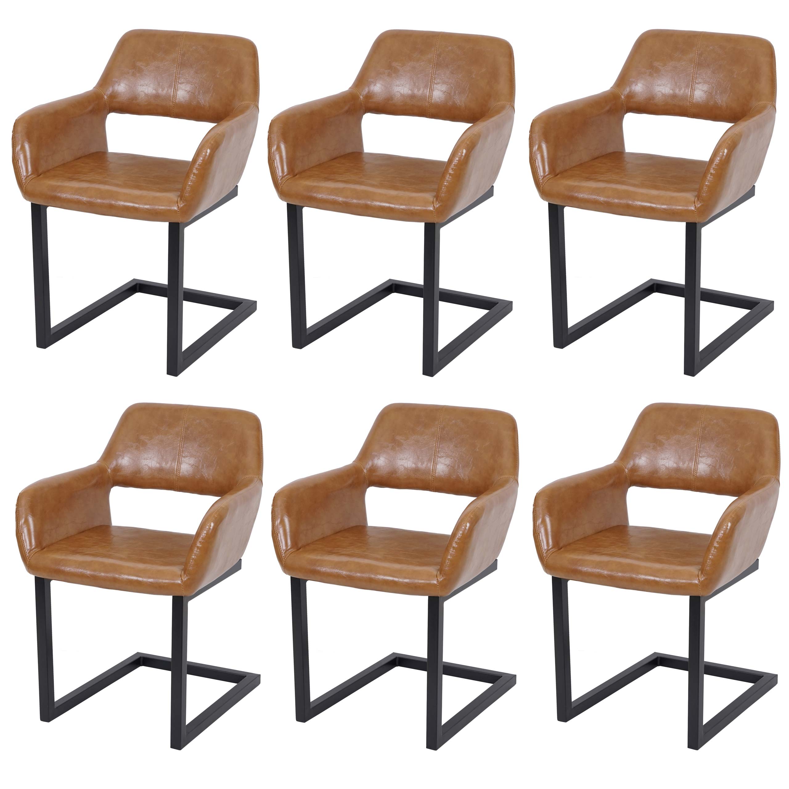 6er-Set Esszimmerstuhl MCW-A50 II, Freischwinger Stuhl Küchenstuhl, Retro 50er Jahre Design ~ Kunstleder, Wildlederimitat
