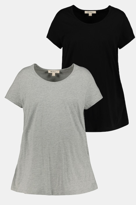 Bellieva T-Shirt, 2er-Pack, Umstandsmode, Rundhals, Kurzarm, Biobaumwolle GOTS