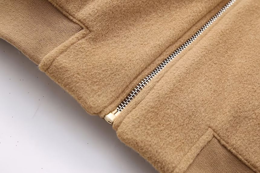 Avauntgardo - Effen fleece bomberjack met rits