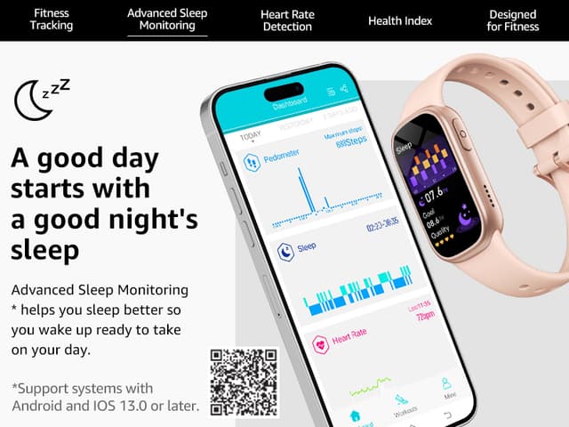 Smartwatch med Bluetooth-opkald og sundhedsovervågning Lyserød