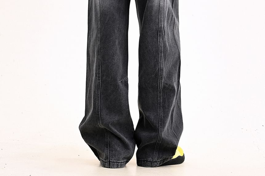 Moon City - High Waist Washed Wide Leg Jeans