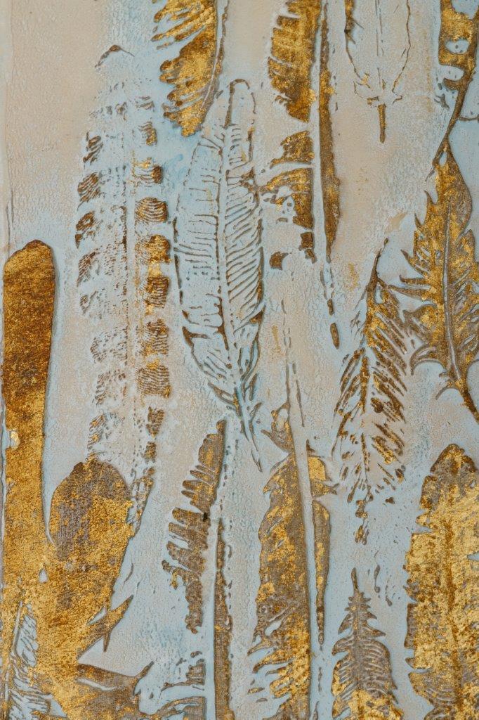 Ölbild MADIE - goldfarbend-weiß - 100x50 cm