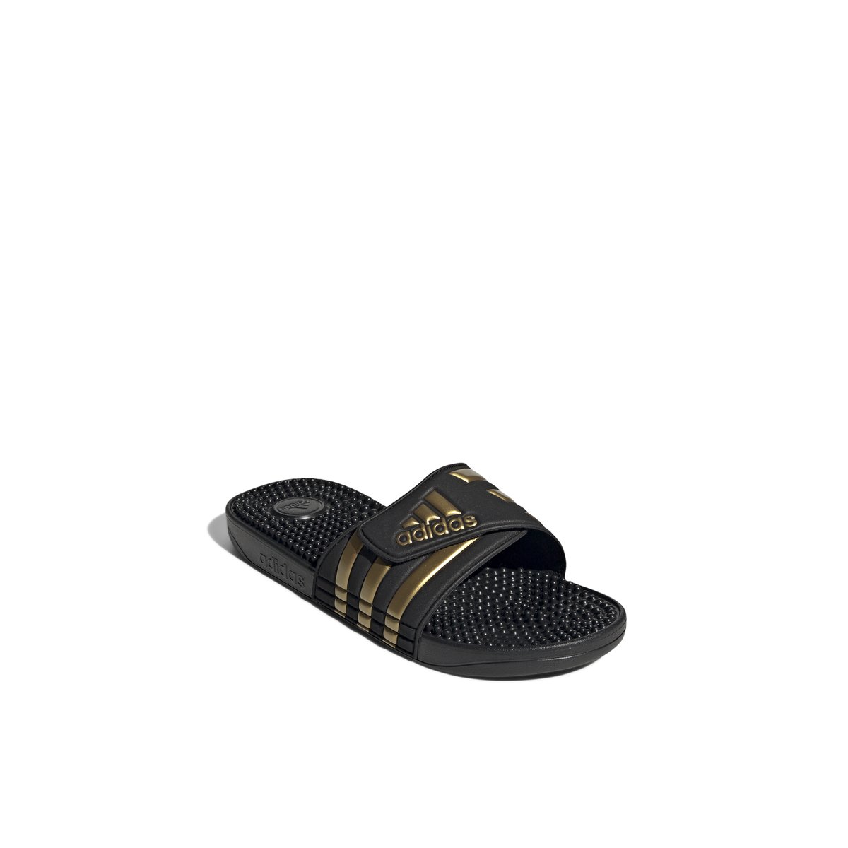 ADIDAS-Adissage-tb.-Sandales athlétiques à glissière - Talon plat - Noir/Or Multi