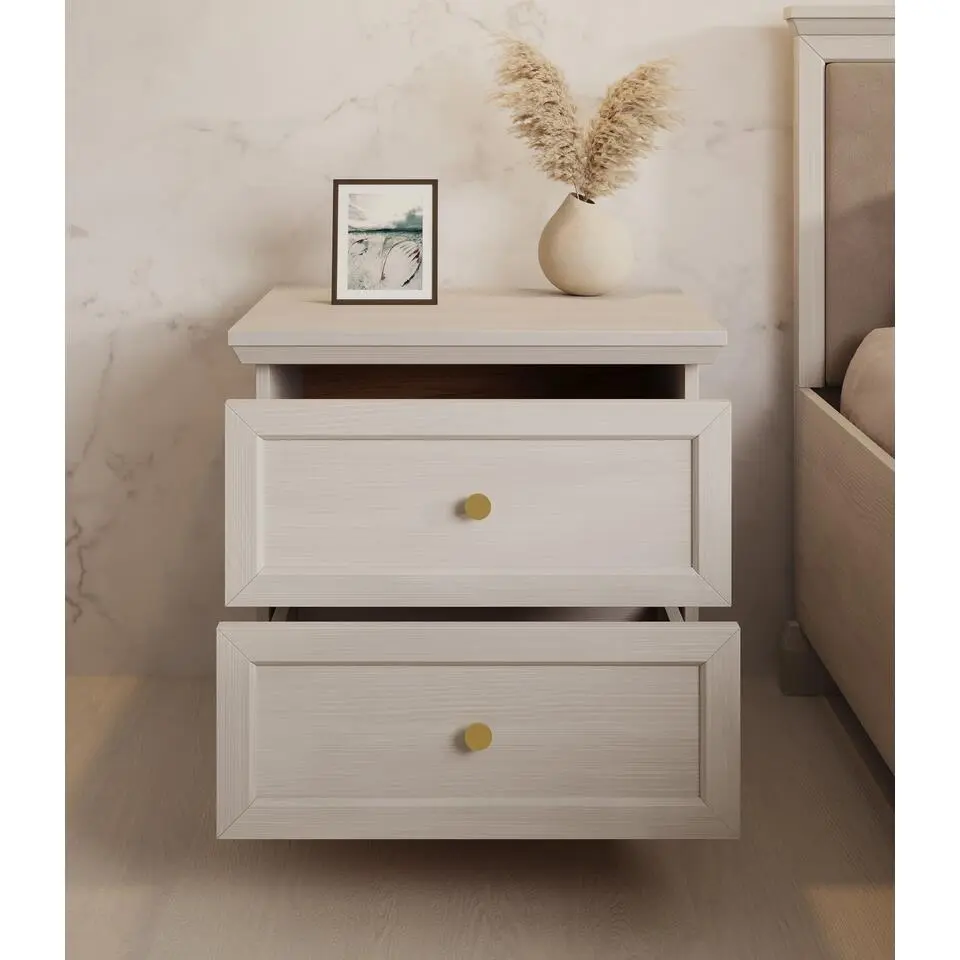 Meubella - Nachtkastje Leroy - Wit eiken - 52 cm