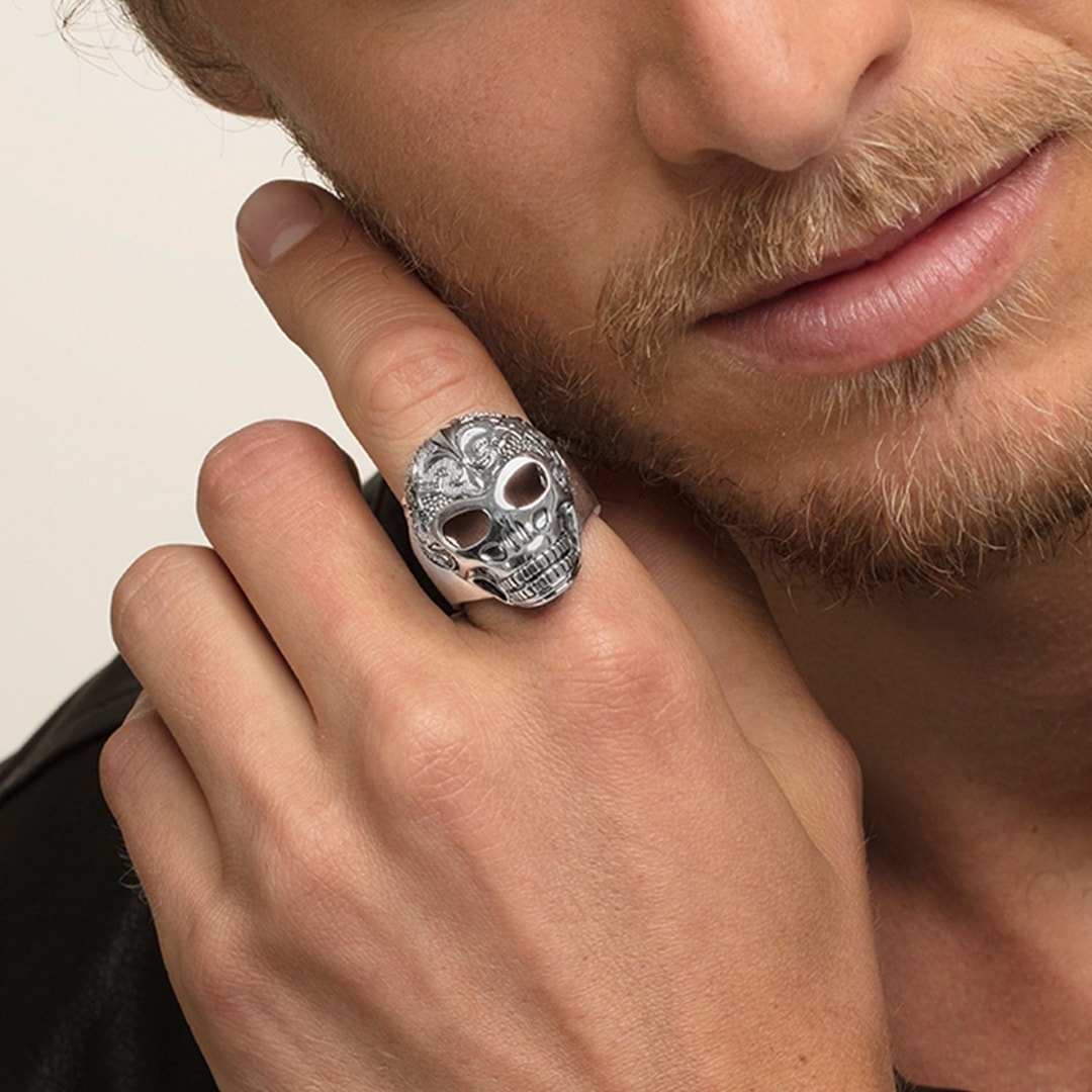 Thomas Sabo Sterling Silver Rebel at Heart Ring Lilien Totenkopf