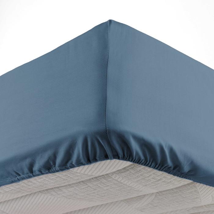 DRAP HOUSSE 2 PERSONNES 180X200CM LINA BLEU NUIT