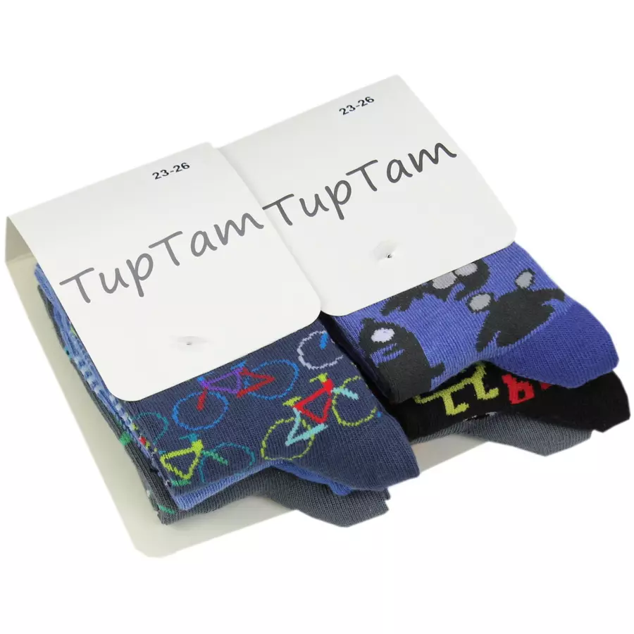 TupTam Kinder Socken Mädchen Jungen Bunt Gemustert 6er Pack blaugrau