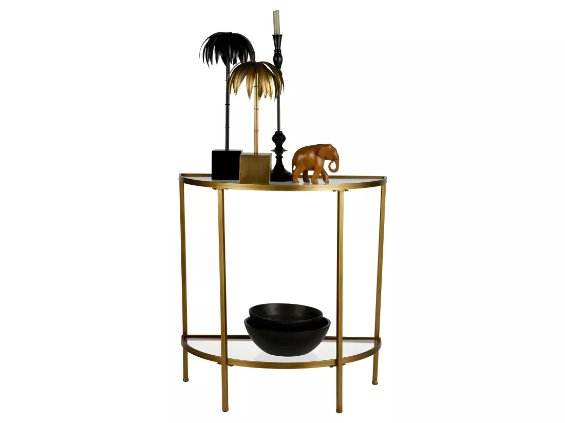 Goddess - Console en métal et verre - Laiton