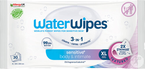 WaterWipes Adult Care Sensitive Wipes Lingettes Nettoyantes 30 Pièces