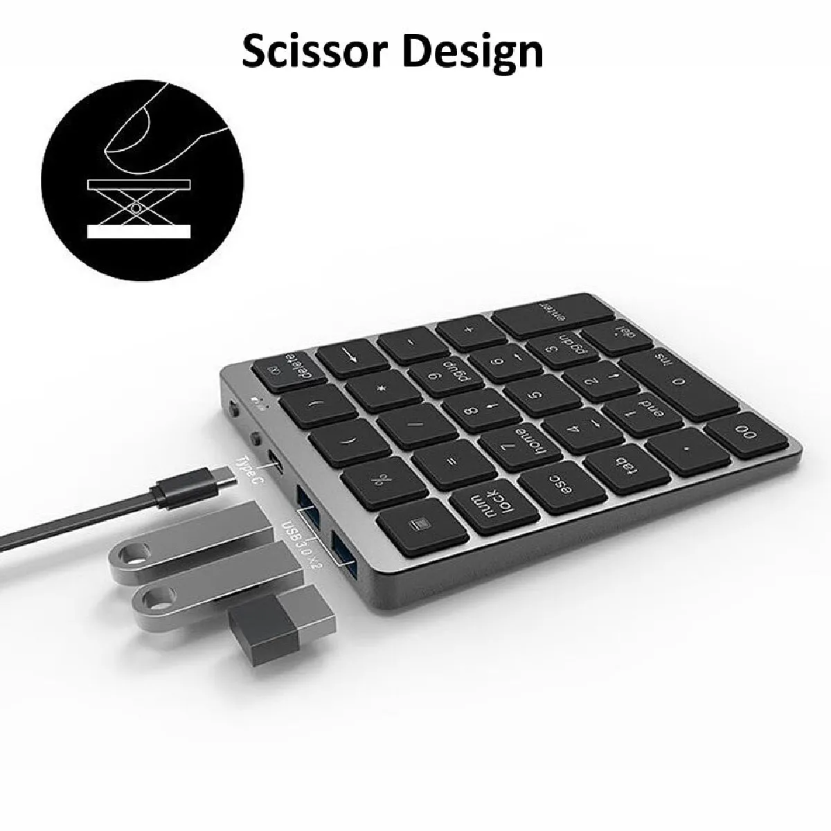 Clavier Numérique Bluetooth Universal - Gris