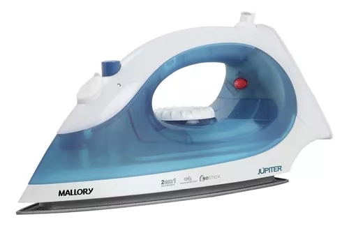 Ferro de passar a vapor Mallory J&uacute;piter cor branco e azul com base antiaderente 110V